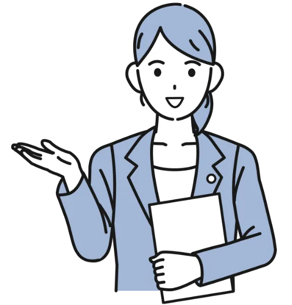 資料を持って案内する女性のイラスト